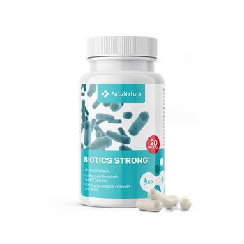 Probiotik in prebiotik Biotics Strong. Probiotique et prébiotique Biotics Strong.