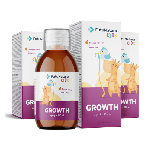 3x GROWTH – Complément alimentaire liquide pour enfants pour la période de croissance, ensemble 450 ml