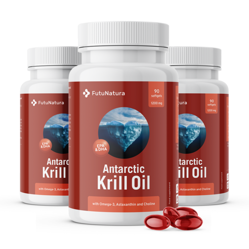 3x Huile de krill 1200 mg, ensemble 270 gélules molles