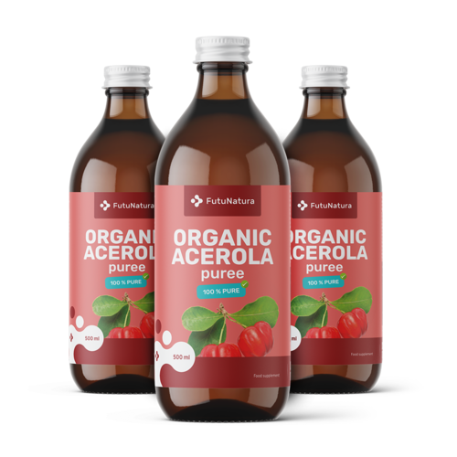 3x Jus de pulpe d'acérola BIO, ensemble 1500 ml