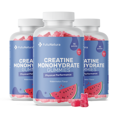 3x Créatine monohydrate 3000 mg – pastèque, ensemble 270 gummies