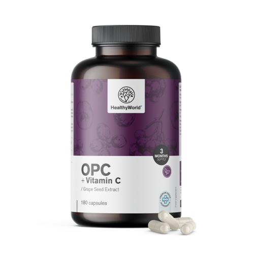 OPC - de pépins de raisin + vitamine C, 180 gélules