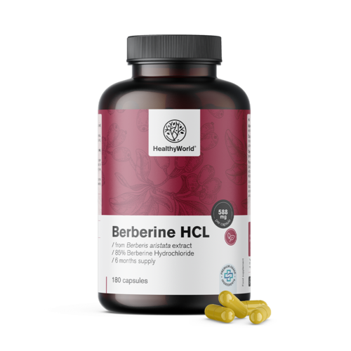 Berbérine HCL 500 mg, 180 gélules