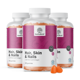 3x Hair, Skin & Nails – Gummies pour cheveux, peau et ongles, ensemble 360 gummies