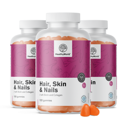 3x Hair, Skin & Nails – Gummies pour cheveux, peau et ongles, ensemble 360 gummies