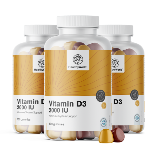 3x Vitamine D3 2000 u.i., ensemble 360 gummies