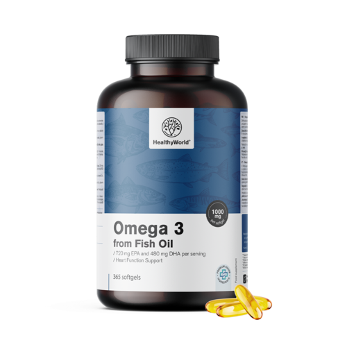 Oméga-3 1000 mg – huile de poisson, 365 gélules molles