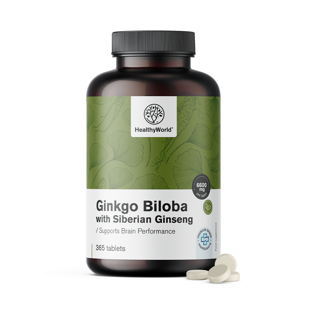 Ginkgo biloba avec ginseng sibérien, en comprimés.