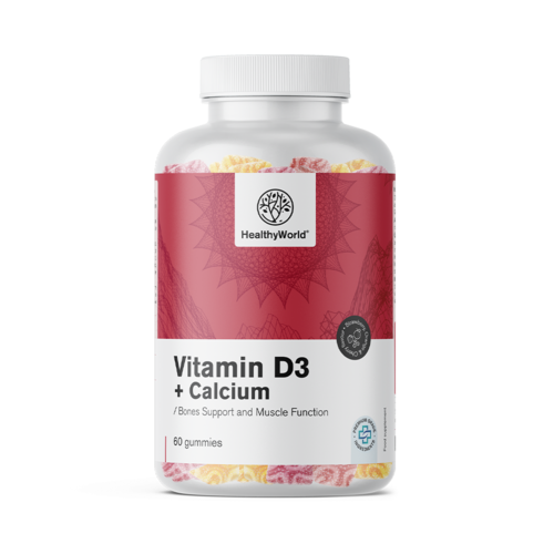 Vitamine D3 + Calcium – gummies pour les muscles, les os et les dents, 60 gummies