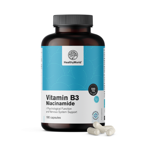 Vitamine B3 500 mg – niacinamide, 180 gélules