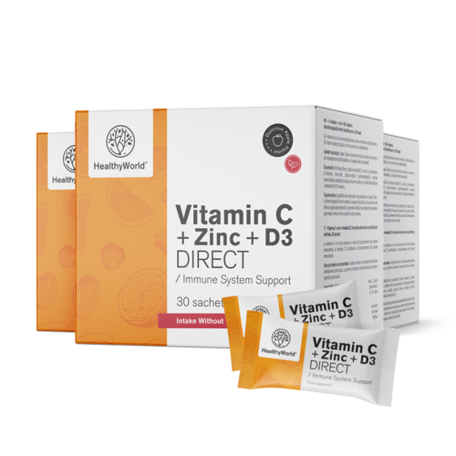 3x Vitamine C 500 + Zinc + D3 DIRECT, ensemble 90 sachets