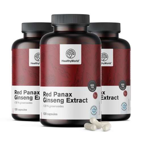 3x Red Panax Ginseng - extrait de ginseng rouge 600 mg, ensemble 360 gélules
