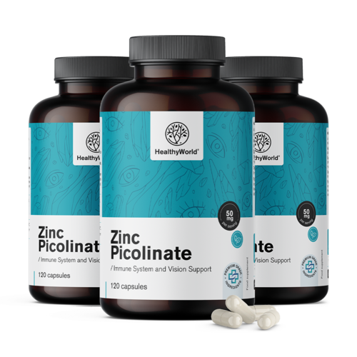 3x Picolinate de zinc 50 mg, ensemble 360 gélules