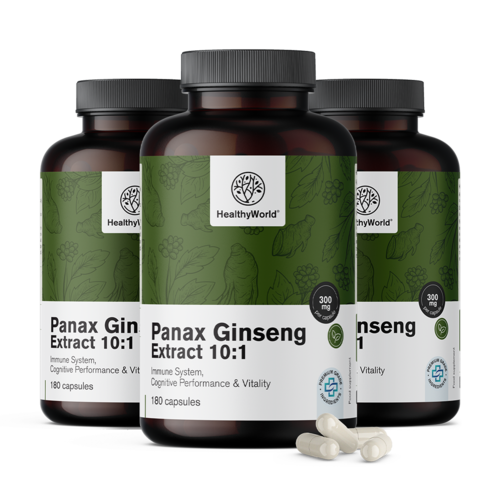 3x Panax Ginseng 300 mg - extrait de ginseng 10:1, ensemble 540 gélules