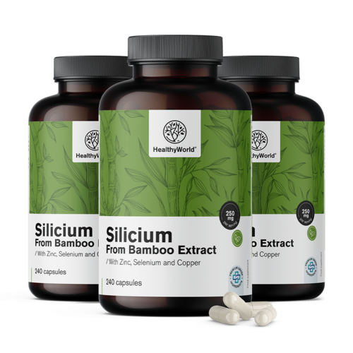 3x Silicium 250 mg - extrait de bambou, ensemble 720 gélules