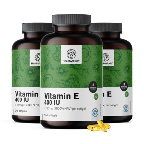 3x Vitamine E 400 ui, ensemble 720 gélules molles