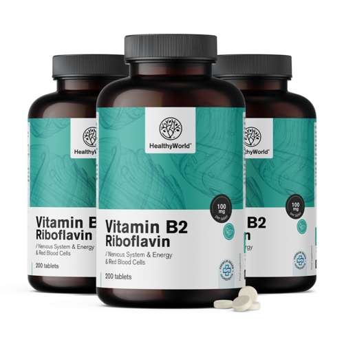 3x Vitamine B2 - riboflavine 100 mg, ensemble 600 comprimés