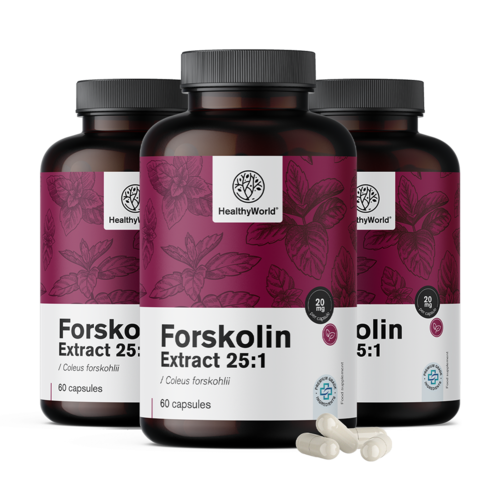 3x Forskoline – extrait d'ortie indienne 20 mg, ensemble 180 gélules