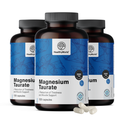 3x Taurate de magnésium 2000 mg, ensemble 360 gélules