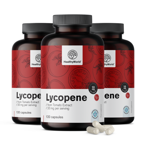 3x Lycopène 10 mg - extrait de tomate, ensemble 360 gélules