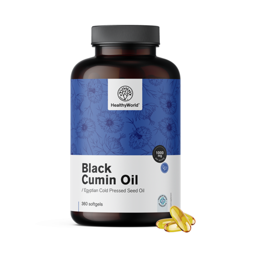 Huile de cumin noir 1000 mg, 360 gélules molles