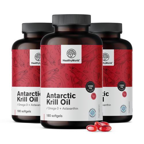 3x Huile de krill 1200 mg, ensemble 540 gélules molles