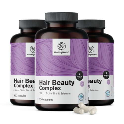 3x Hair Beauty Complex - Vitamines et minéraux pour cheveux, ensemble 360 gélules