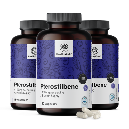 3x Ptérostilbène 150 mg, ensemble 540 gélules