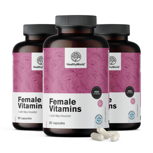 3x Vitamines pour femmes avec myo-inositol, ensemble 270 gélules