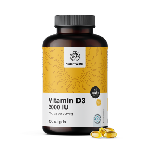 Vitamine D3 2000 UI, 400 gélules molles