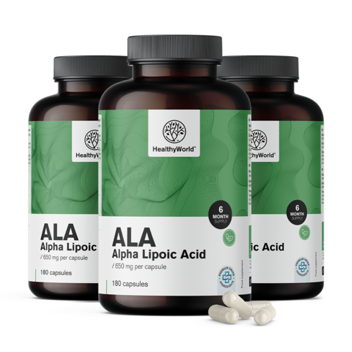 3x ALA – acide alpha lipoïque 650 mg, ensemble 540 gélules