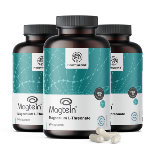 3x Magnésium L-thréonate Magtein® 2000 mg, ensemble 270 gélules