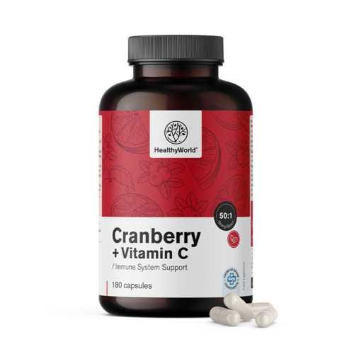Extrait de canneberge avec vitamine C, 180 gélules