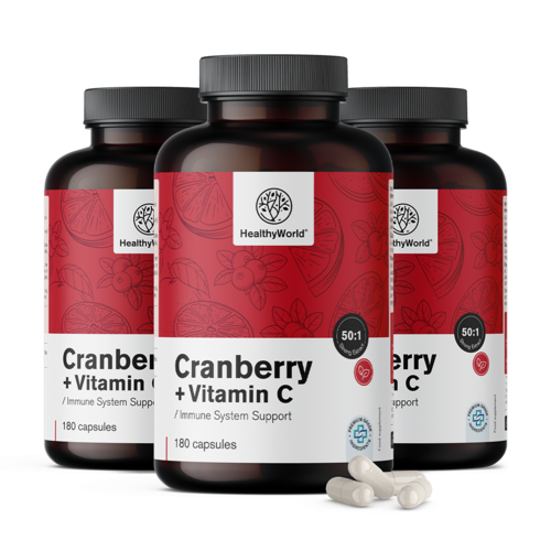 3x Extrait de canneberge avec vitamine C, ensemble 540 gélules