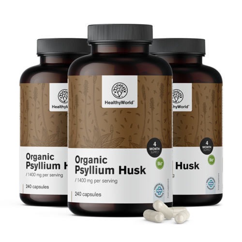 3x BIO Psyllium (Plantain des Indes) 1400 mg, ensemble 720 gélules