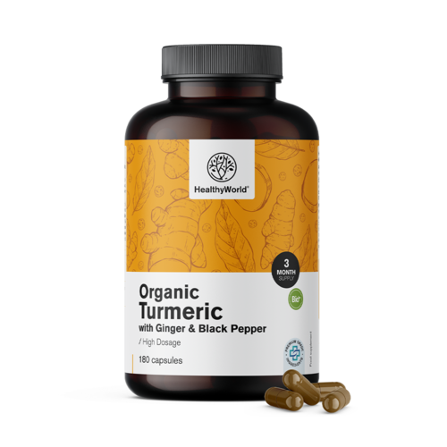 BIO Curcuma 1440 mg – avec gingembre et poivre noir, 180 gélules