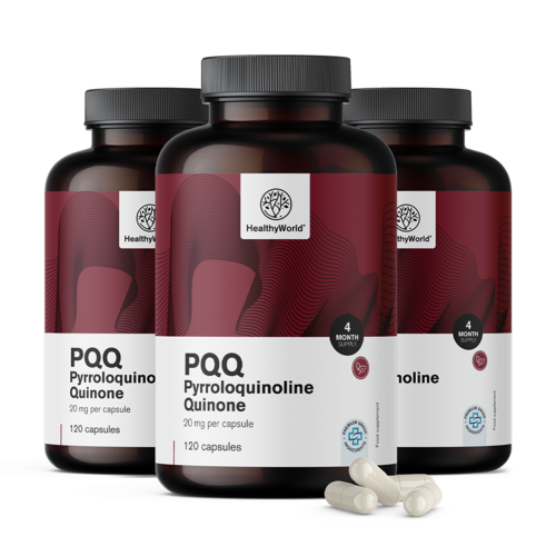 3x PQQ – Pyrroloquinoline quinone 20 mg, ensemble 360 gélules