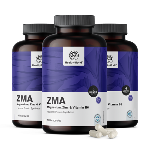 3x ZMA – magnésium, zinc et B6, ensemble 540 gélules