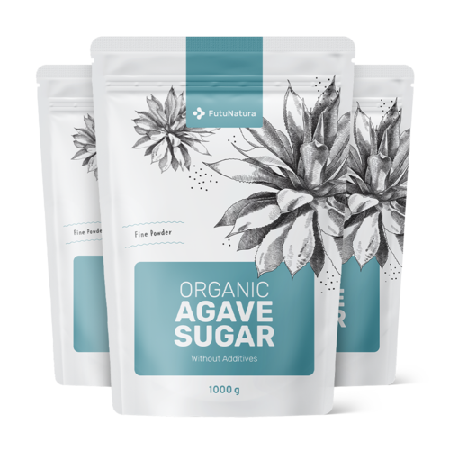 3x Sucre d'agave BIO en poudre, ensemble 3000 g