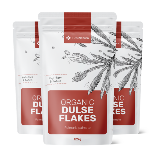 3x Flocons de Dulse BIO – 100 % feuilles d'algues dulse, ensemble 375 g