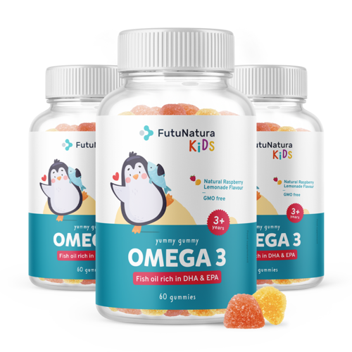 3x OMÉGA-3 – Gummies pour enfants, ensemble 180 gummies