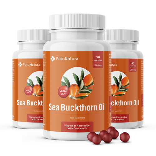 3x Huile d'argousier 1200 mg, ensemble 270 gélules