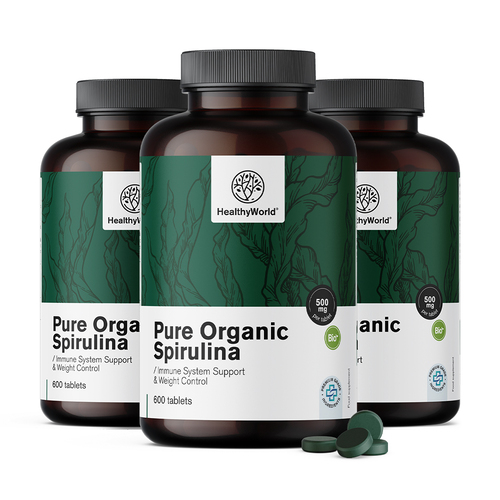 3x Spiruline BIO 500 mg, ensemble 1800 comprimés