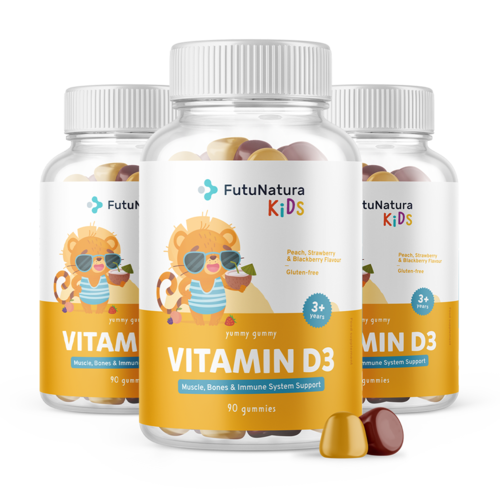 3x Vitamine D3 - Gummies pour enfants, ensemble 270 gummies