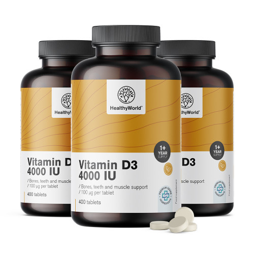 3x Vitamine D3 4000 u.i., ensemble 1200 comprimés