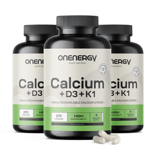 3x Calcium + Vitamines D3 et K1, ensemble 810 gélules