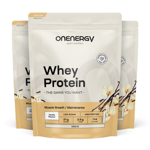 3x Whey protéines de lactosérum – vanille, ensemble 3000 g