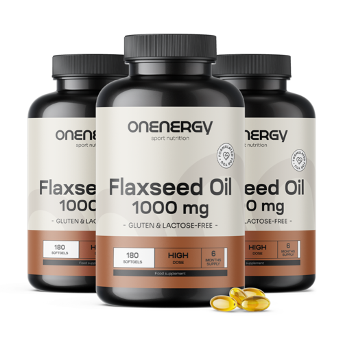 3x Huile de graines de lin 1000 mg, ensemble 540 gélules molles