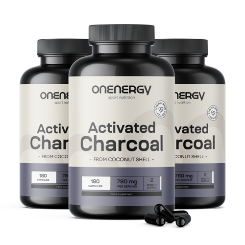 3x Charbon actif 780 mg – à partir de coquilles de noix de coco, ensemble 540 gélules