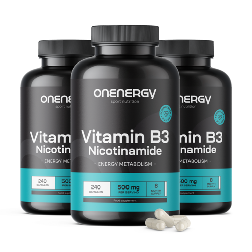 3x Vitamine B3 500 mg - nicotinamide, ensemble 720 gélules
